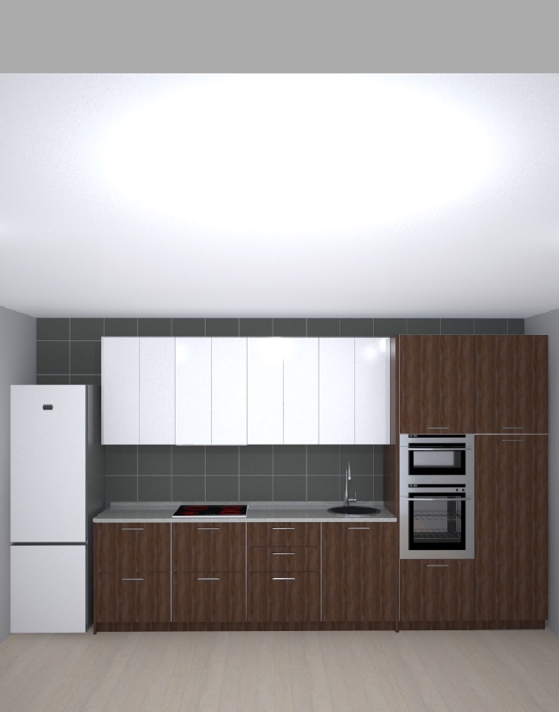 BASIC FRENTE BAJOS 364 + ALTOS 364 COLUMNA HORNO MICRO ALTURA 240 NOGAL BLANCO