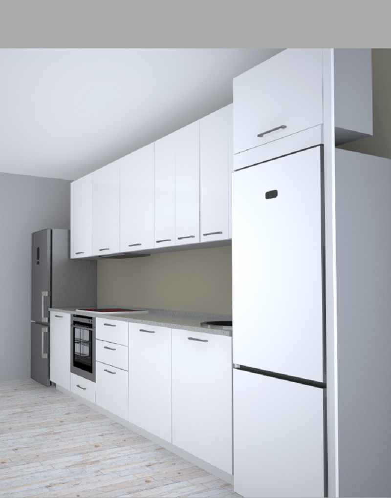 BASIC FRENTE COLUMNA FRIGO B 435 + A 435 .ALTURA 240. ALTOS DE 90 LATERAL