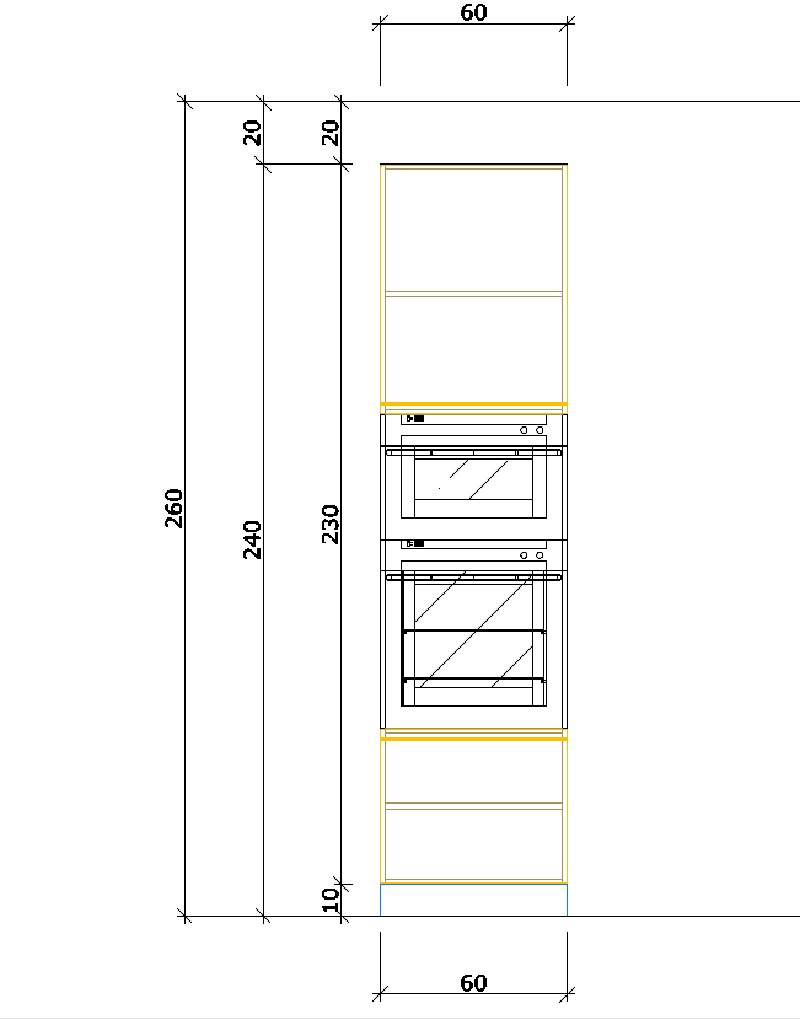 Módulo Columna de Cocina Mueble Horno y Microondas 1 puerta Y 1