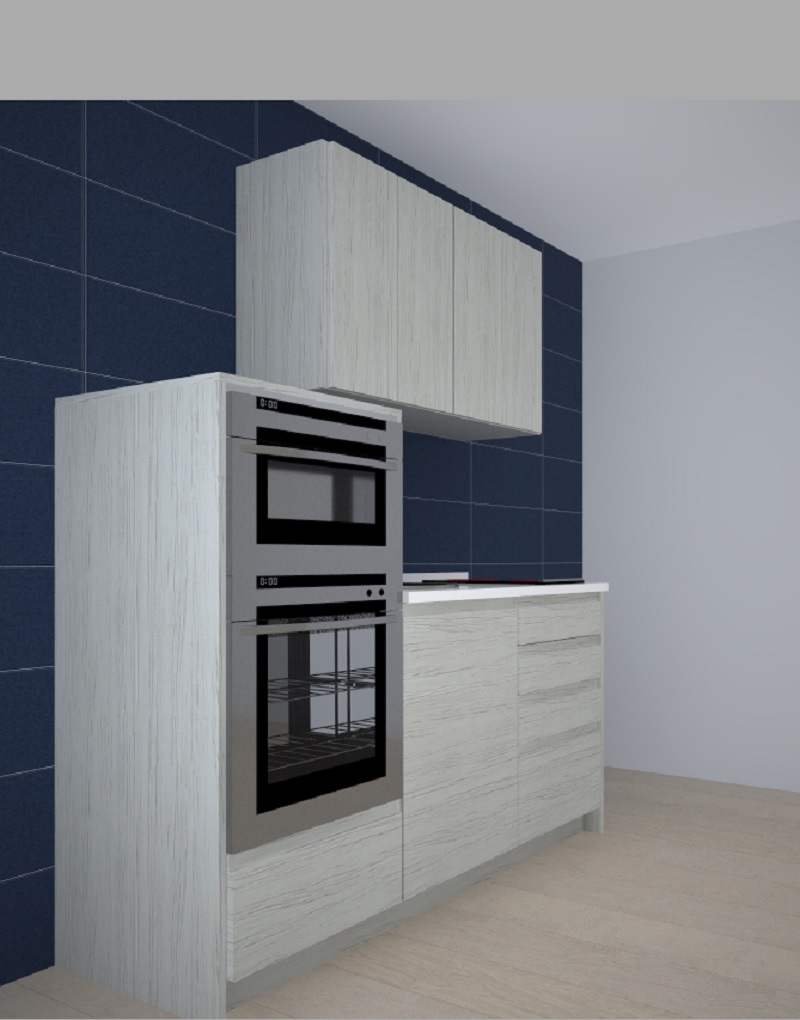 NATURE SEMICOLUMNA HORNO MICRO CAJONERA B 184 + A 124. ALTURA DE 220. ALTOS DE 70. GRIS NOW. L2