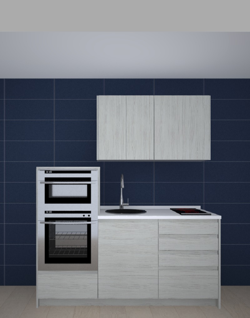 NATURE SEMICOLUMNA HORNO MICRO CAJONERA B 184 + A 124. ALTURA DE 220. ALTOS DE 70. GRIS NOW