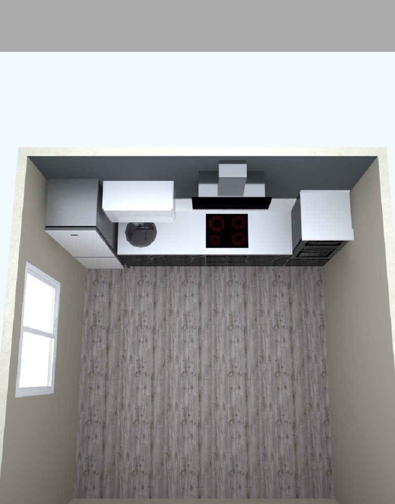 STONE FRENTE BAJOS 304 + ALTOS 84 SEMICOLUMNA. ALTURA 195. ALTO 45. NERO PIEDRA. AEREA