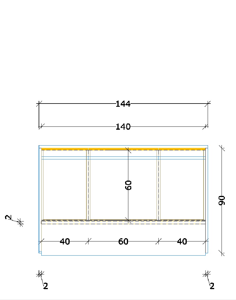 URBAN ISLA 90 H X 90 F X 144 A. 5 CACEROLEROS 2 CAJONES. BLANCA. PLANTA