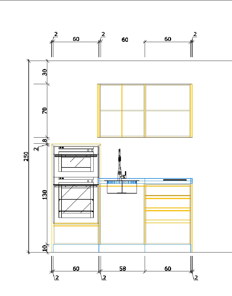URBAN SEMICOLUMNA HORNO MICRO CAJONERA B 184 + A 124. ALTURA DE 220. ALTOS DE 70. COTAS